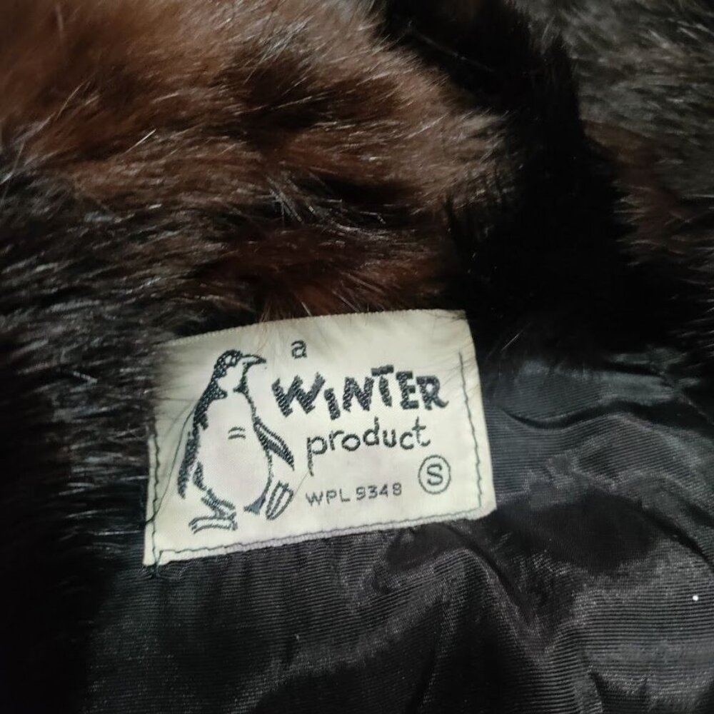 Vintage A Winter Product Womens Small Faux Fur Winter Jacket with Collar Black - Picture 3 of 8